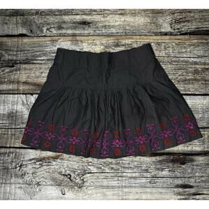 American Eagle AE Embroidered Boho Skirt Mini Stretch Waist Gray Pink Womens XS